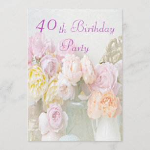 Romantische Rose im 40. Geburtstag Party Einladung