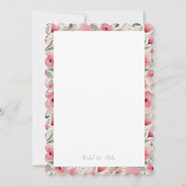 Romantische Rose in Soft Pink & Grüntöne Geschicht Einladung (Vorderseite)