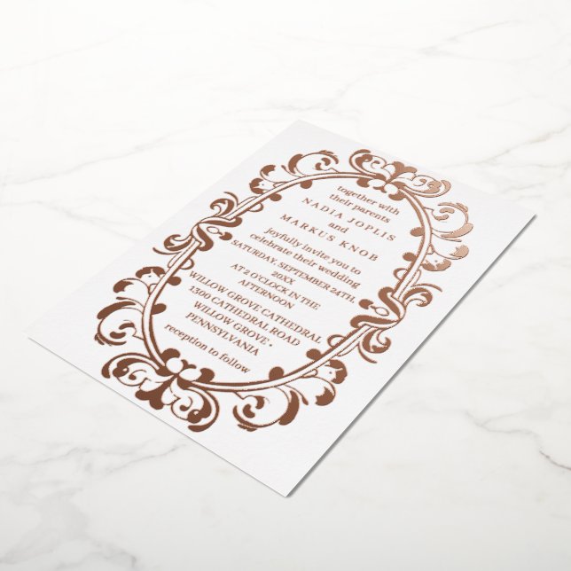 romantische Rose Jugendstil Folieneinladung (Gedreht)