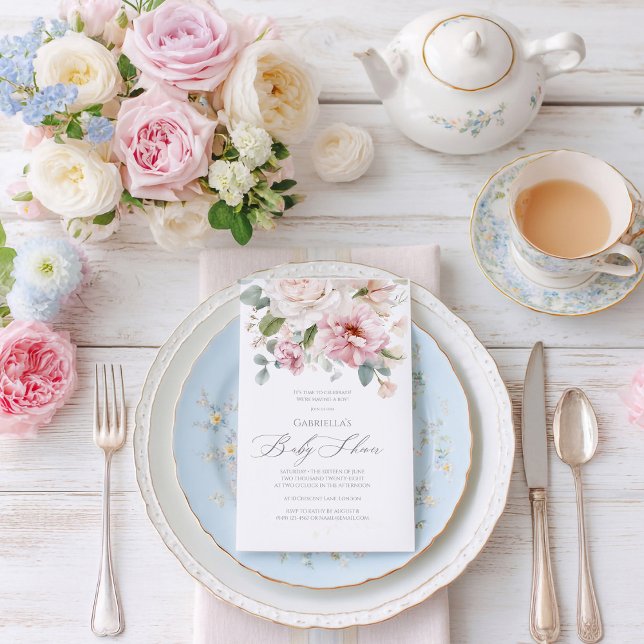 Romantische Rose mit Blumenwasser Kinderdusche Einladung (Von Creator hochgeladen)