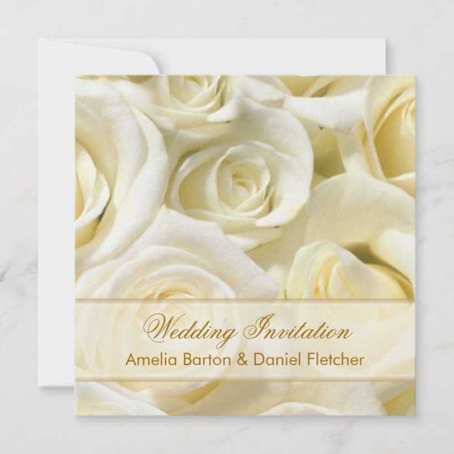 Romantische Rose mit Weißcreme Hochzeit Einladung (Vorderseite)