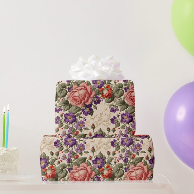 Romantische Rose Peach und Coral Geschenkpapier (Partygeschenke)