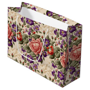 Romantische Rose Peach und Coral Große Geschenktüte