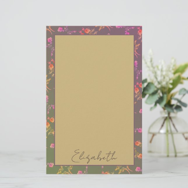 Romantische Rose Personal Stationery Briefpapier (Stehend Vorderseite)