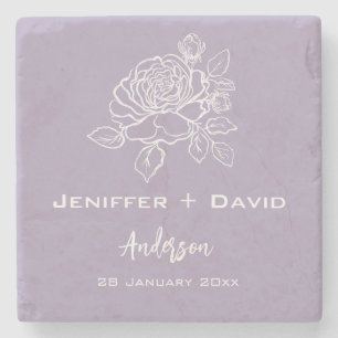 Romantische Rose Personalisiert Hochzeit/Brautpart Steinuntersetzer