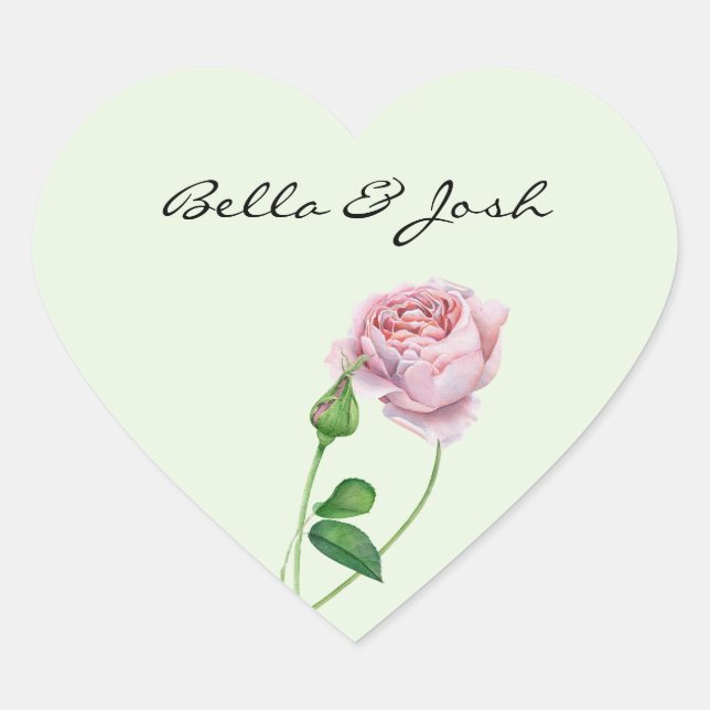 Romantische Rose Pink Herz-Aufkleber (Vorderseite)