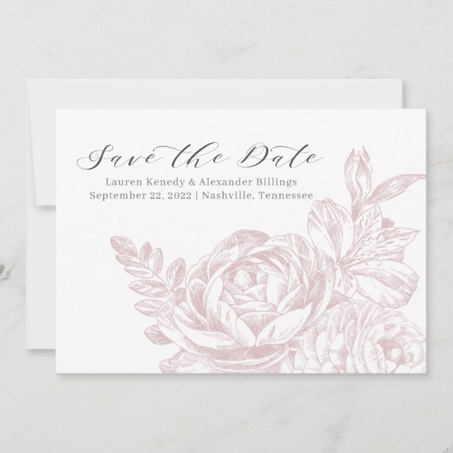 Romantische Rose Pink Wedding Save the Date (Vorderseite)
