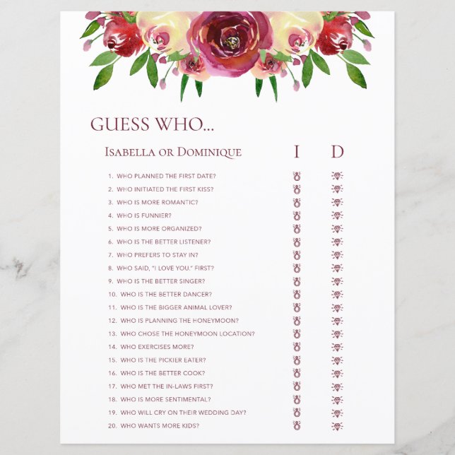 Romantische Rose raten, wer die Word-Suchspiele Ho (Vorderseite)