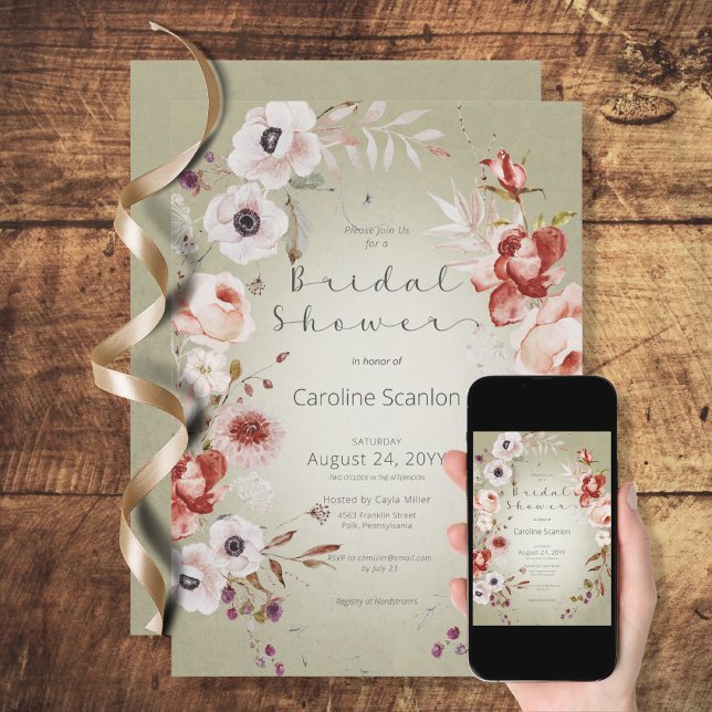 Romantische Rose Rosa Blumendusche Einladung (Von Creator hochgeladen)