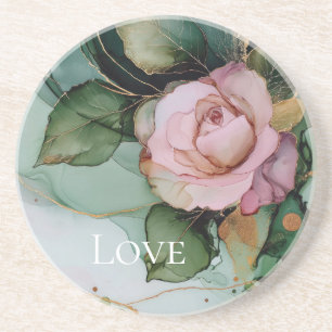 Romantische Rose Rosa Gold Blumenliebe Getränkeuntersetzer
