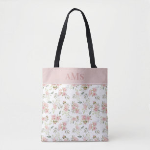 Romantische Rose Rosa Monogramm Tasche