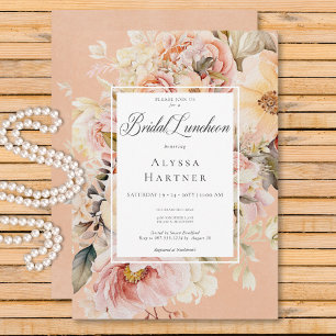 Romantische Rose Rosa und Rot Peach Bridal Luncheo Einladung