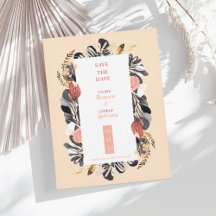 Romantische Rosé Schwarze Florale Hochzeit Rettet 