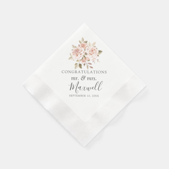 Romantische Rose Shabby Chic Hütte Hochzeit Serviette (Ecke)