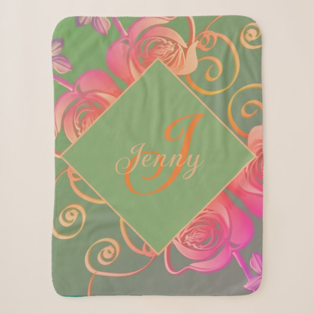 Romantische Rose Sherpa Blanket Sherpadecke (Vorderseite)