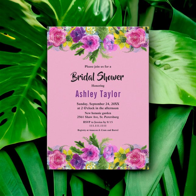 Romantische Rose Sommerblumengebirge Brautparty Einladung (Von Creator hochgeladen)