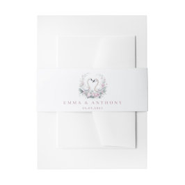 Romantische Rose Swan Couple Wedding Einladungsbanderole