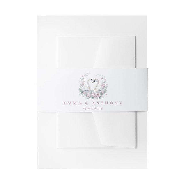 Romantische Rose Swan Couple Wedding Einladungsbanderole (Vorderseite Beispiel)