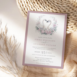 Romantische Rose Swan Wedding Einladung