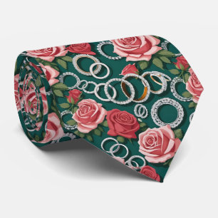 Romantische Rose und glänzende Diamantrisse Krawatte