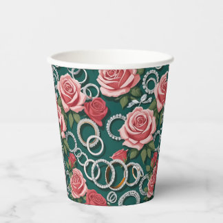 Romantische Rose und glänzende Diamantrisse Pappbecher