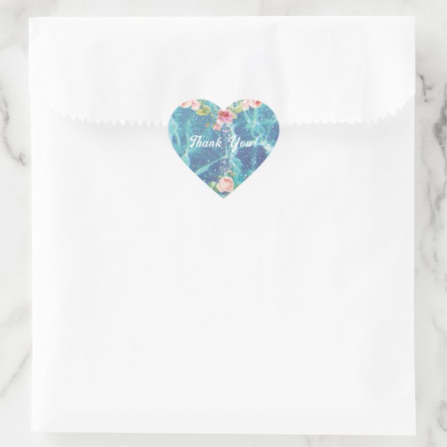 Romantische Rose und Sparkys danken Herz-Aufkleber (Tasche)