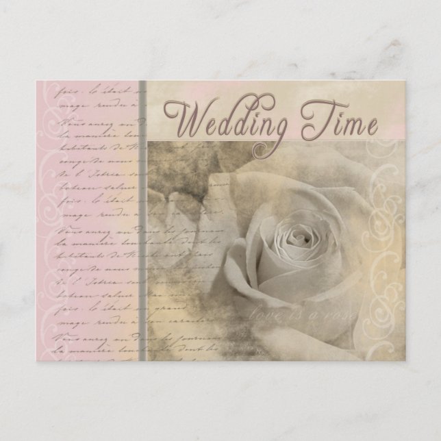 Romantische Rose Vintage Wedding Postkarte (Vorderseite)