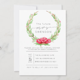 Romantische Rose Wasserfarbene Wraath | BRAUTPARTY Einladung