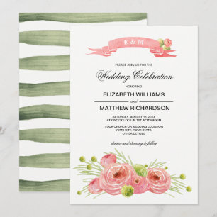 Romantische Rose Wasserfarbenhochzeit Einladung
