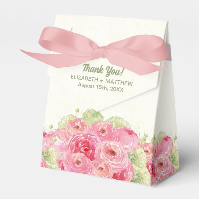 Romantische Rose Wasserfarbenhochzeit Geschenkschachtel (Vorderseite)