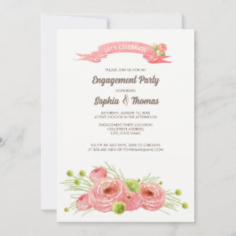 Romantische Rose Watercolor Engagement Party Einladung