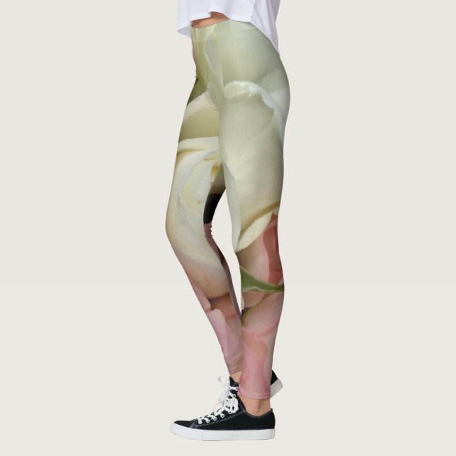 Romantische Rose Weich rosa Blume Leggings (Links)