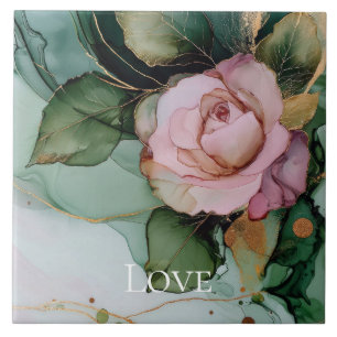 Romantische Rose Weiß Pink Gold Floral Liebe Fliese