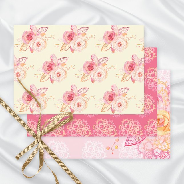 Romantische Rose zeichnen Muster Geschenkpapier Set (Von Creator hochgeladen)