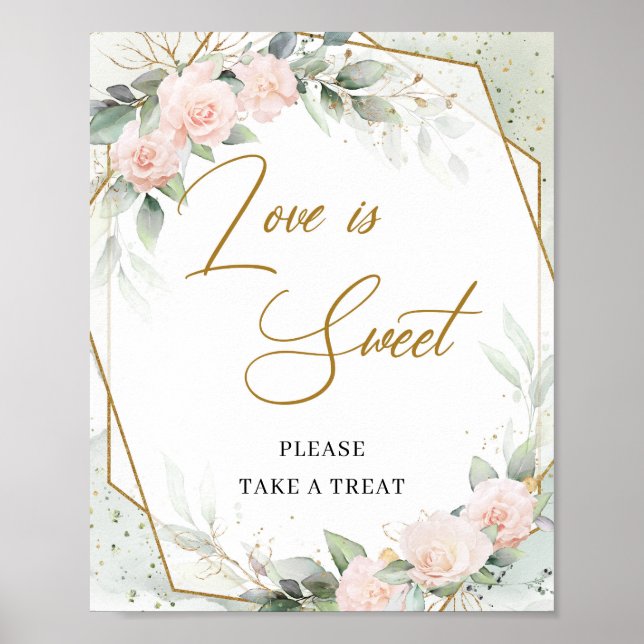 Romantische Rosen Eukalyptus Goldmedaille Liebe Poster (Vorne)