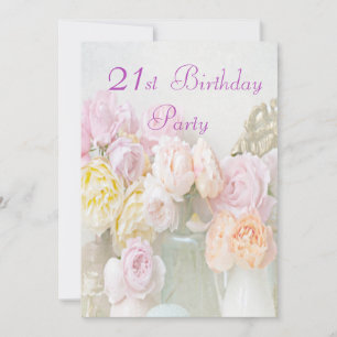Romantische Rosen Glas-im 21. Geburtstags-Party Einladung