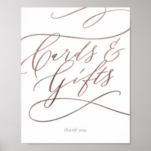Romantische Rosen-Gold-Kalligrafie-Karten-und Gesc Poster