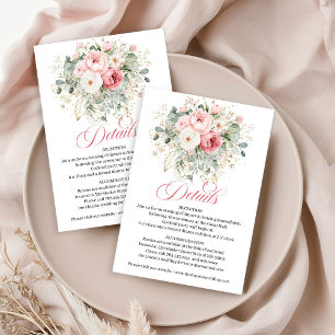 Romantische Rosen in Rosa und Gold Hochzeits-Detai Begleitkarte