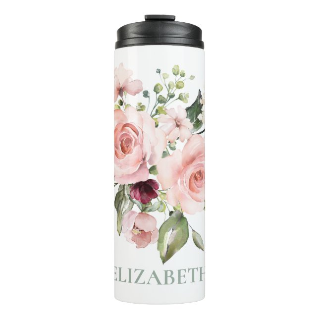 Romantische Rosen Personalisiert Thermosbecher (Vorderseite)