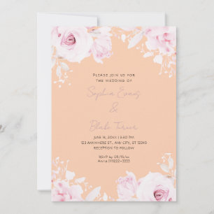 Romantische Rosen SommerApricot Orange Hochzeit Einladung