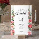 Romantische Rosen Tischnummer<br><div class="desc">Elegante Säulen mit lebhaften Rose in Rosa und Blau, Aquarellfarben und Salbei, die an ein mittelweißes Etikett mit dünnen Gradientengolden auf subtilem Aquarellhintergrund grenzen. Enthält bearbeitbare Textfelder und "Tabellengrafik" in benutzerdefinierten Skript-Schriftart (oder Löschen und Anpassen im Designeditor).</div>