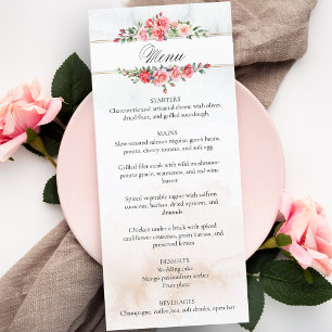 Romantische Rosen und Kalligraphie Menükarte