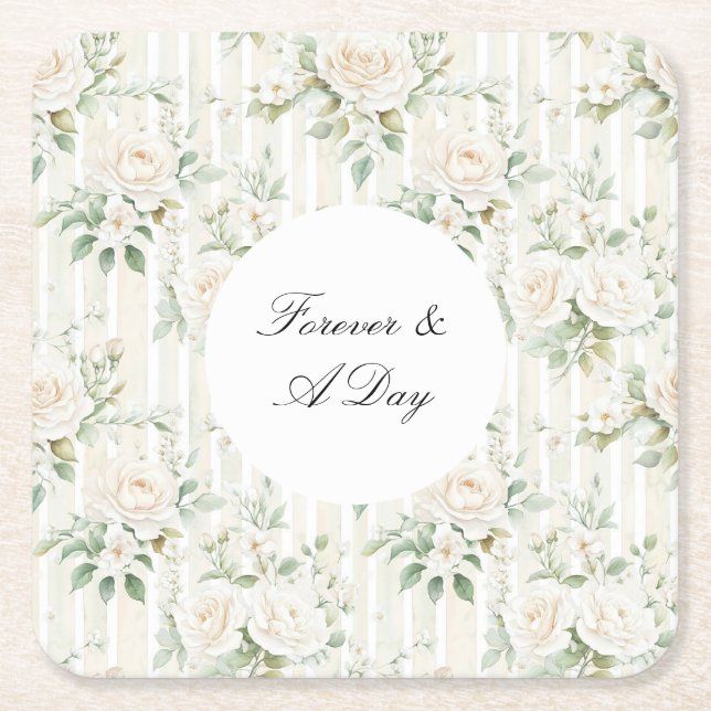 Romantische Rosenblütenpracht Hochzeiten Rechteckiger Pappuntersetzer (Vorderseite)