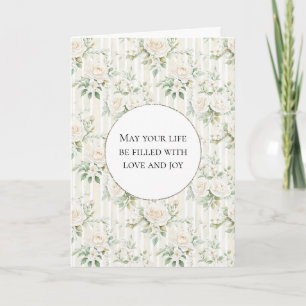 Romantische Rosenblütenstreifen Hochzeiten Karte
