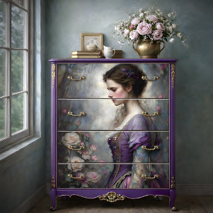 Romantische Rosengarten Frau Portrait Dekoupage Seidenpapier