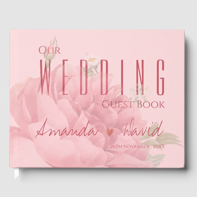 Romantische Rosenhochzeit Gästebuch (Vorderseite)