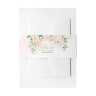 Romantische Rosenrosen Eukalyptus Goldhochzeit Einladungsbanderole