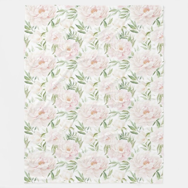 Romantische Rosenrote Blumen Fleecedecke (Vorderseite)
