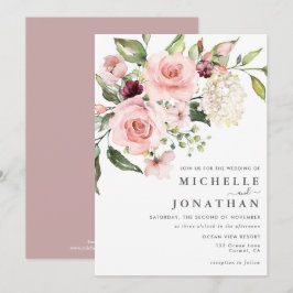 Romantische Roses Dusty Rose Einladung Hochzeit