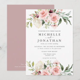 Romantische Roses Dusty Rose Einladung Hochzeit